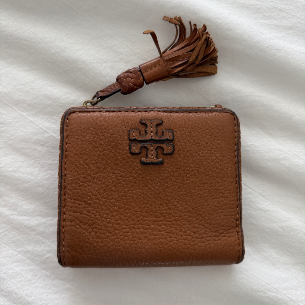 Tory Burch Tan Leather Wallet with Tassel